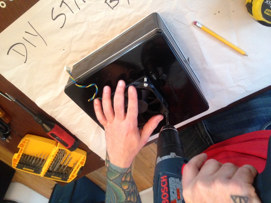 Using the fan as a drilling template