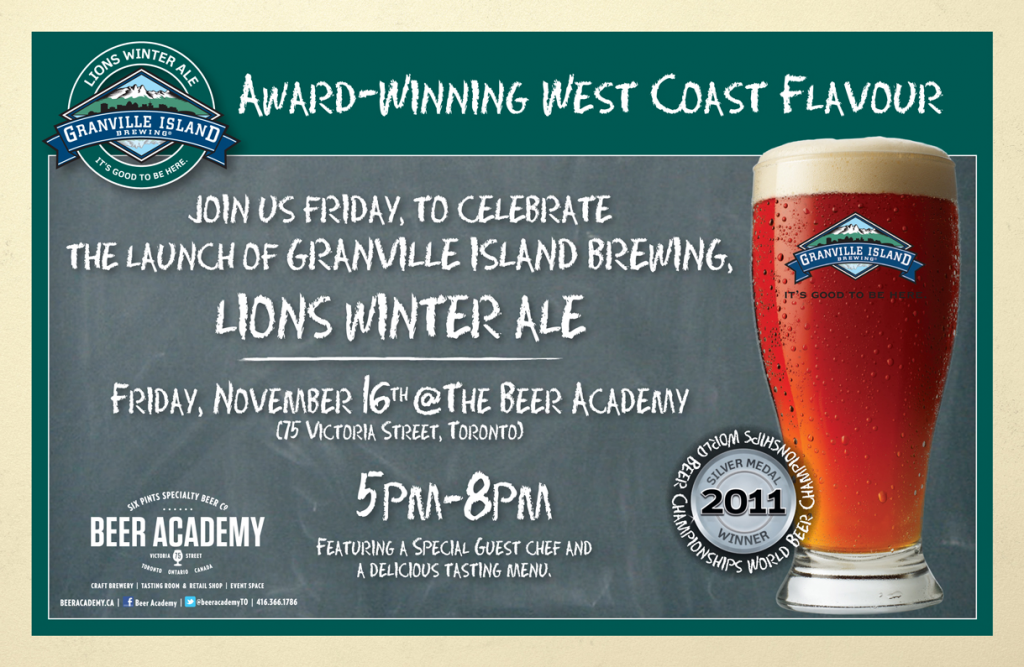 Beer Academy launch of Granville Island Brewing's Lion Winter Ale Beer Academy launch of Granville Island Brewing's Lion Winter Ale