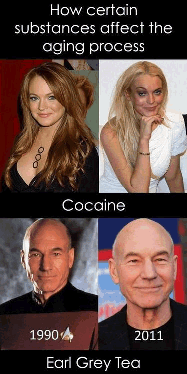 Lohan/Stewart Comparison The effects of various substances, cocaine vs earl grey tea.