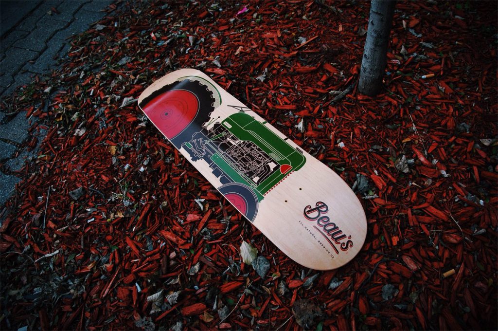 Beau's skateboard deck in support of 1squarefoot.